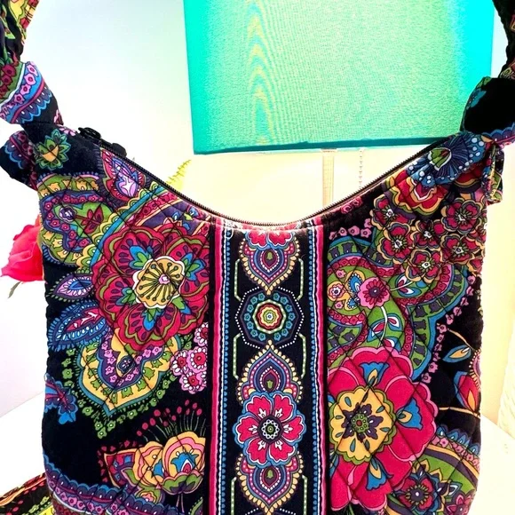 Quilted Vera Bradley Purse & Matching Wallet Floral Paisley Women's Handbag Set - Picture 15 of 16